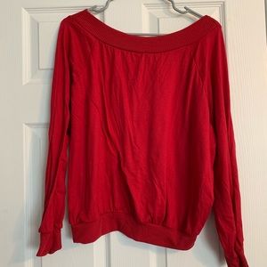 Red Long Sleeves Off The Shoulder Top